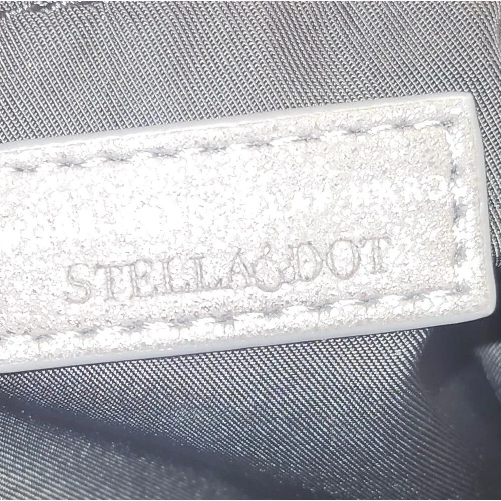 Stella & Dot Black & Silver Convertible Tote Bag Shoulder Bag, 15
